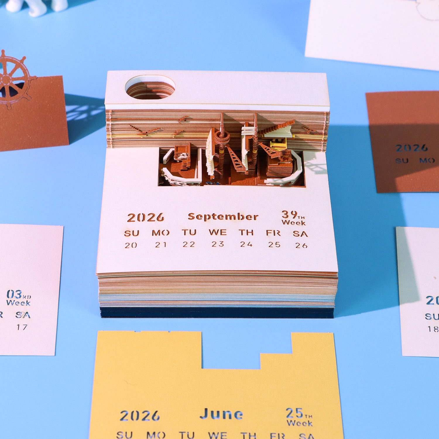 2026 Pirate Ship 3D Paper Carving Calendar | Creative Memo & Desk Art