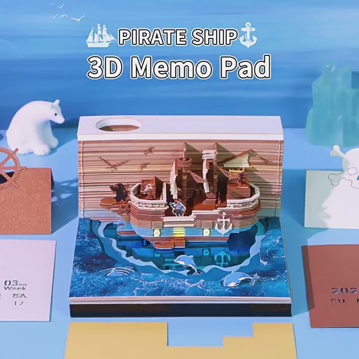 2026 Pirate Ship 3D Paper Carving Calendar | Creative Memo & Desk Art